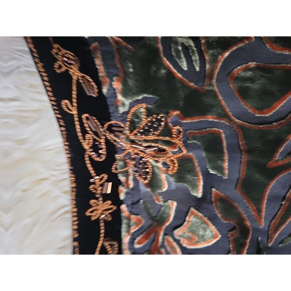 Chico's Sheer Velvet Burnout Leaf Small Beaded Tunic Top 0/Small Fall Colors - Picture 10 of 11